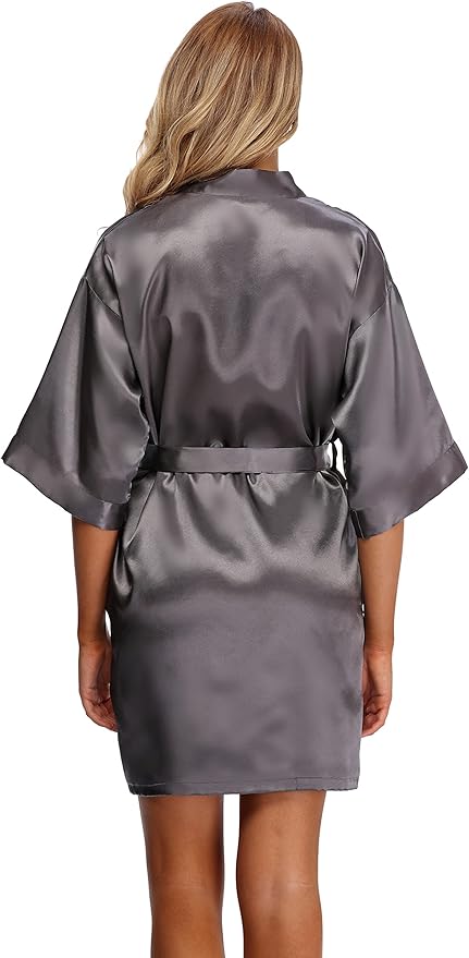 Robe for Women Silky Lightweight Satin Kimono Bride Bridesmaids Wedding Party Robes Dressing Gown Summer Loungewear