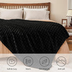 BEDELITE Black Throw Blanket Twin Size for Bed- Super Soft and Warm 3D Checkered Fluffy Fuzzy Fleece Blanket, Luxurious Plush Cozy Blanket for Room Decor Fall and Winter, 60x80 inches