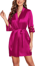 Ekouaer Women's Satin Robe Silk Kimono Bathrobe Bridesmaid Wedding Bridal Party Robes 3/4 Bell Sleeve Sleepwear S-XXL