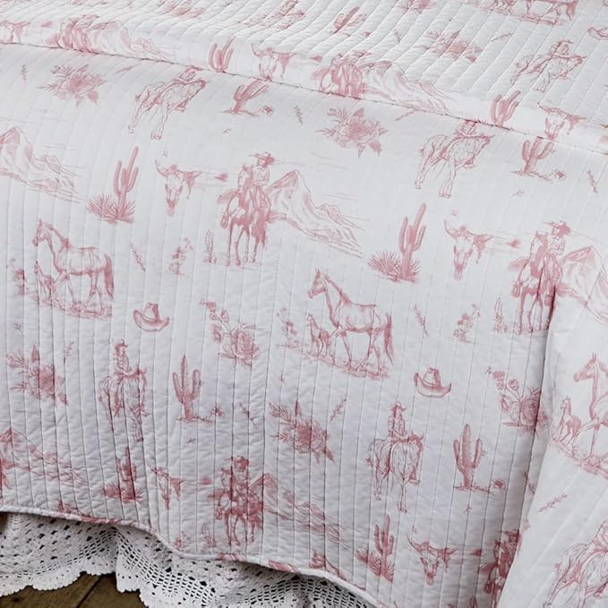 Rod's Dusty Rose Pink Cowgirl (Sham)-Vintage Western Cowgirl-Pink and White-Standard Sham Size (20x26in.)-Reversible-Cotton