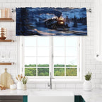 Majestic Night Train in Snowy Mountains Curtain Valance Peach Skin Velvet Printed Window Valance with Rod Pocket Light Filtering for Kitchen Bathroom 54x18in