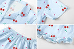 Umeyda Girls & Women Satin Pajamas Set Button Down 2 Piece Silk Pjs Shorts Set Ruffle Sleepwear, 5 Years-Women L