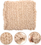 0.35kg Handmade Chunky Knit Throw Blanket Soft Cozy Large Breathable Knit for Sofa Chair Bed Stylish Nordic Design Beige
