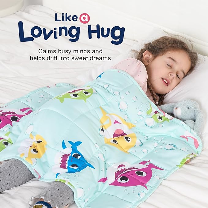 Kivik Weighted Lap Blanket 2 lbs, 20" x 30" Green Shark Small Weighted Blankets, All-Season Breathable Cute Mini Weighted Lap Pad, Soft Heavy Throw Blanket for Travel, Calming & Sleep, Washable