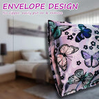 Purple Satin Pillowcase for Hair and Skin, King Satin Pillowcase Set of 2, Silky Satin Pillow Cases for Women 2 Pack with Envelope Closure (20’’x36’’, Butterflies & Flower)