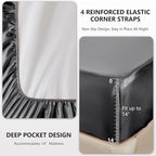 CozyLux Satin Sheets Queen Size Bed Set - 6 Piece Silky Queen Sheet Set, Luxury Dark Grey Queen Sheets with Smooth and Soft Microfiber, Includes 1 Fitted Sheet, 1 Flat Sheet and 4 Pillowcases