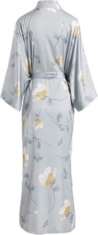 Aensso Long Soft Lightweight Silky Kimonos Robes for Women, Luxury Japanese Floral Womens Kimono Robe