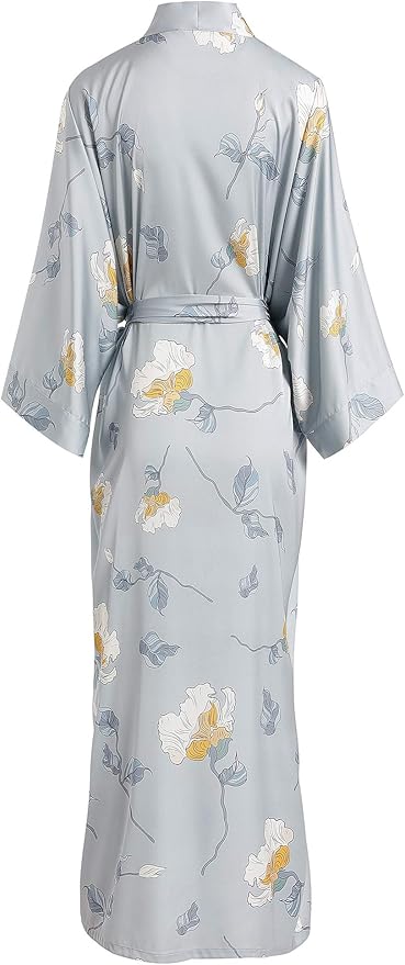 Aensso Long Soft Lightweight Silky Kimonos Robes for Women, Luxury Japanese Floral Womens Kimono Robe