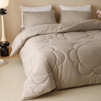 Luxlovery Mocha Sunflower Comforter Set Queen Beige Khaki Bedding Set Queen Size Boho Farmhouse Blanket Quilts Floral Elegant Soft Breathable Bedding Comforter Set