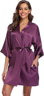 Robe for Women Silky Lightweight Satin Kimono Bride Bridesmaids Wedding Party Robes Dressing Gown Summer Loungewear