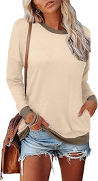 Magritta Women's Long Sleeve Leopard Color Block Tunic Comfy Crewneck T Shirt Tops Black XL