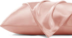 Bedsure Satin Pillowcase with Zipper, Similar to Silk Pillow Cases 2 Pack, Silky & Soft Satin Pillow Cases Standard Size for Hair and Skin, Peach Pink Pillow Covers, Gifts for Women Men, 20x26 Inches