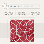 Elegant Comfort Luxury Velvety Feel Blanket, All-Season Lightweight Blanket, Ultra Plush, Soft, Cozy-Fuzzy Flannel Fleece for Couch, Sofa, Bed, Travel, Cube Design, Full/Queen, Burgundy