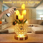 Birthday Gifts for Women Mothers Day Gifts/ for MomTable Lamp, 3 Color Crystal Flower Bedside Lamps Infinitely Dimming with USB Charge Small Night Light,Nightstand Touch Lamp for Bedroom (pink-tulip)