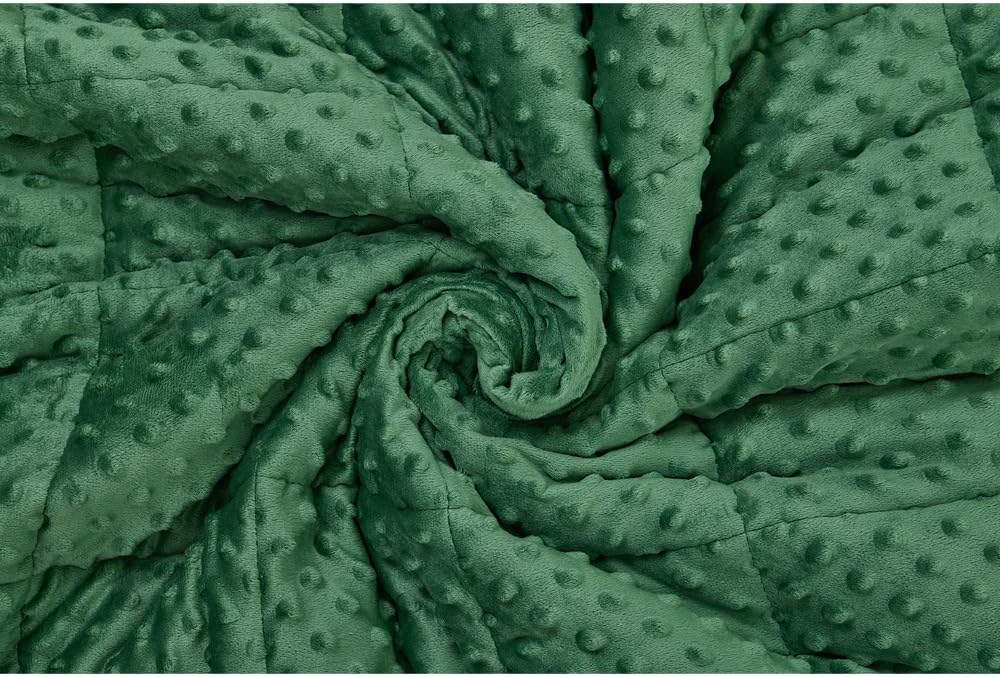 TONGDADA Minky Weighted Blanket | 40''x60'',10lbs | Cozy and Soft Minky Weighted Throw Blanket | Luxury Velvet with Premium Glass Beads | Dark Green Minky