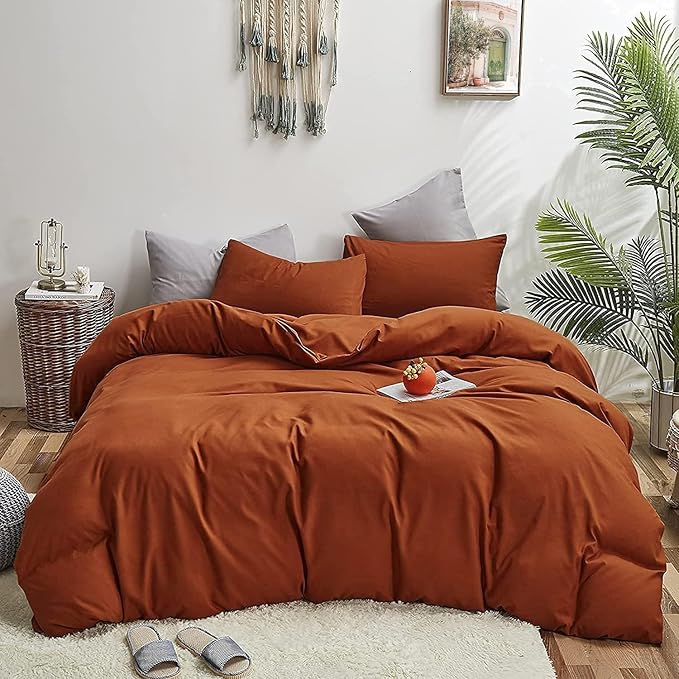 Luxlovery Burnt Orange Comforter Set King Rust Bedding Comforter Set Caramel Caramel Blanket Quilts 3 Piece Cinnamon Color Bedding Set for Women Men King Bed