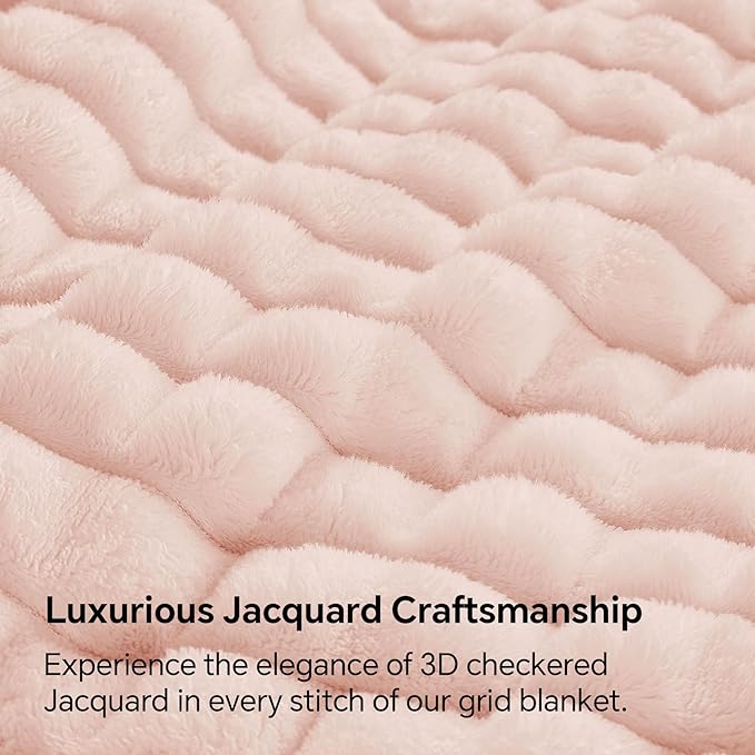 BEDELITE Pink Throw Blanket for Couch and Bed- Super Soft and Warm 3D Checkered Fluffy Fuzzy Fleece Blanket, Luxurious Plush Cozy Blanket for Room Decor Fall and Winter, 50x70 inches