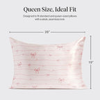Kitsch Satin Pillowcase with Zipper for Hair & Skin - Softer Than Silk Pillow Cases, Smooth Cooling Satin Pillow Case, Wrinkle-Free Pillow Cases Standard Size (19x26) - Striped Bows
