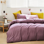 Luxlovery Purple Comforter Set King Pale Mauve Bedding Comforter Set Dusty Purple Modern Elegant Solid Bed Blanket Soft Breathable Lilac Blanket Quilts 3 Piece Bedding Set for Women
