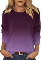 Magritta Women's Long Sleeve Leopard Color Block Tunic Comfy Crewneck T Shirt Tops Black XL
