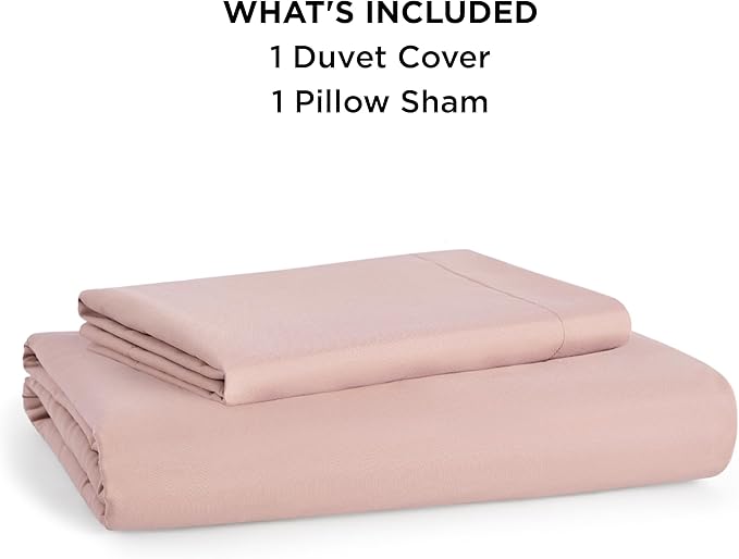 Bedsure Duvet Cover Twin/Twin XL Size - Soft Double Brushed Bedding Set for Kids & Adults, Zipper Closure, 2 Pieces, Includes 1 Duvet Cover (68"x90") & 1 Pillow Sham, NO Comforter, Blush Pink
