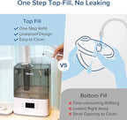 LEVOIT Humidifiers for Bedroom Large Room Home, (6L) Cool Mist Top Fill Essential Oil Diffuser for Baby & Plants, Smart App & Voice Control, Rapid Humidification & Auto Mode - Quiet Sleep Mode, Gray