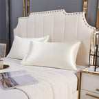 Satin Pillowcase for Hair and Skin, Ivory Silk Pillowcase Queen Size Set of 2 Pack Cooling Satin Pillow Cases with Envelope Closure, Vegan Silk Satin Pillowcase Set with 2 Scrunchies