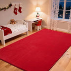 Przemy Washable Area Rug for Living Room Bedroom, 6x9 Feet Red Memory Foam Rug, Super Soft Modern Indoor Carpet for Kids Room Girls Boys Dorm Nursery Decor