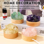 Runyangshi Rose Quartz Night Light with Natural Raw Crystal - USB Pink Glow Mini Lamp for Bedroom, Self-Love, Meditation, Healing Crystal Decor with Wood Base, Gift for Her