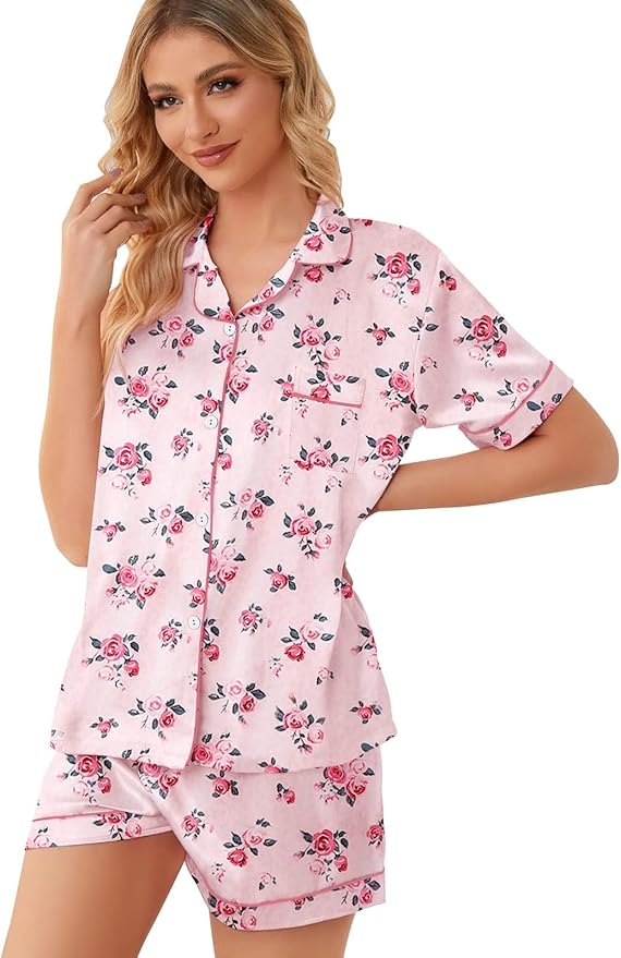 Girls & Womens Satin Pajamas Set, Silk Button-Down Sleepwear 2 Piece Nightwear, 3 Years - Women XXL