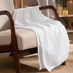 PHF Ultra Soft Waffle Weave Throw Blanket 50"x 60"- Washed Lightweight Breathable Cozy Woven Blanket for Bed - Aesthetic Decor for Couch Bedding Sofa Home Car - White