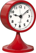 AYRELY® 3" Cute Analog Alarm Clock,Small Retro Table Clock Battery Operated,Slient Metal Desk Clock with Light for Living Room Decor,Bedroom,Bedside,Shelf（Rose red）
