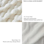 50x60 Inches Ultra-Soft Fuzzy Faux Fur Plush Throw Blanket - Thick, Warm Sherpa for Couch, Sofa, Bedroom, Camping - Decorative Blanket for Cozy Warmth, Bubble Ivory White
