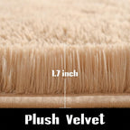 Jelymark Super Soft Shaggy Rug for Bedroom, 4x5.9 Fluffy Carpet for Living Room, Fuzzy Indoor Plush Area Rug for Home Decor, Furry Floor Rugs for Dorm, Cute Kids Nursery Rug for Girls, Beige