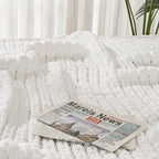 Esterra Chunky Knit Blanket Throw 40"x50", 100% Hand Knitted Chenille Throw Blanket, Cozy Soft Thick Cable Knit Throw Large Rope Knot Crochet Throw Blanket for Sofa Couch Bed, Snow White