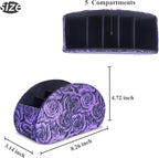 QIELIZI Remote Control Holder, PU Leather Remote Caddy Desktop Organizer with 5 Spacious Compartments for TV Remotes/Media Controllers/Office Supplies (1-3D Rose Purple