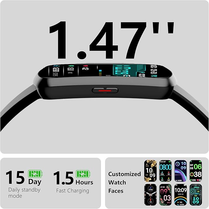 Health Fitness Tracker, Smart Watch with 24/7 Heart Rate, Activity Tracker with Blood Pressure and Blood Oxy-gen Monitor, 120 Sport Mode Waterproof Sleep Tracker for Women Men