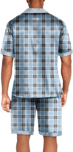 Ekouaer Men Satin Silk Pajamas Set with Pockets Sleepwear Shorts Satin Summer Loungewear 2 Piece Button Down Set S-3XL