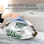 Bear Print Satin Pillowcase Queen Size, Winter Forest Silk Pillow Case with Envelope Closure, Satin Pillowcase for Hair and Skin, 20x26 inches, White, 1 PC