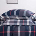 CLOTHKNOW Blue Plaid California King Comforter Set Buffalo Tartan Bedding Comforter Sets Soft Blue White Grey Grid Comforter with 2 x Pillow Cases