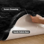 ORINOVA Black Round Rugs 6ft Fluffy Washable Faux Sheepskin Shaggy Fur Rugs for Bedroom Plush Shag Rug for Living Room Nursery Large Circle Rug