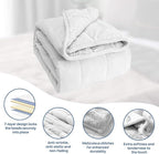 Cottonblue Weighted Blanket 15 lbs 60x80 inches, Queen Size Flannel and Shaggy Sherpa Warm Heavy Blanket, Great for Calming and Relax, Fluffy Soft Bedding Blanket, Snow White