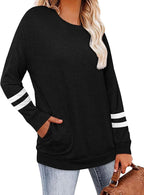 Magritta Women's Long Sleeve Leopard Color Block Tunic Comfy Crewneck T Shirt Tops Black XL