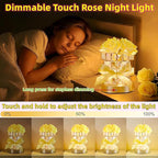Rose Flower Lamp,Rechargeable Cordless Touch Table Lamp for Bedroom,3-Colour Dimming Flowers Night Light,Crystal Bedside Lamps with USB Charge,Birthday Valentine's Day Gifts for Women,Mom,Wife,Her