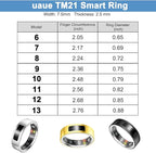uaue Smart Health Ring for Women Men, Vibration Alert, Touch Control, Fitness Tracker Ring with Sleep/Women's Health/Heart Rate/Steps, IP68 Waterproof for iPhone and Android, Silver 10,No Subscription