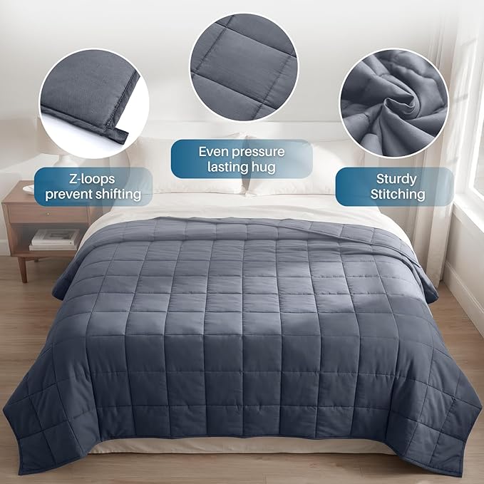 Weighted Idea Weighted Blanket for Adults (Dark Grey,80"x87",30lbs) Cooling Breathable Heavy Blanket with Premium Glass Beads All-Season Soft Thick Comfort