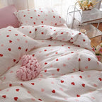 Nayoroom Heart Duvet Cover Set Queen Size Red Pink Hearts Printed on White Bedding Set for Kids Girls 3 Pcs Soft Lightweight Breathable Microfiber Comforter Cover with Zipper Closure
