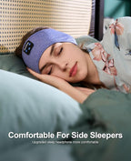Perytong Sleep Headphones Bluetooth 5.4 Headband, Wireless Sleep Headphones for Side Sleepers, Over-Ear Headphones Sports Headband Eye Mask with Built-in Earphones for Sleeping Running Jogging Nap