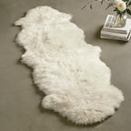 Genuine Sheepskin Rug with Little Patches | Premium Ivory White Fluffy Sheep Skin Carpet for Bedroom Fireplace | Soft Wool Throw Blanket for Elder, Pet | Luxurious Fur Rug for Chair, Sofa, 2FT×6FT