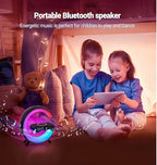 Treligate LED Table Lamp with Wireless Charger, Mini G Atmosphere Lamp with Bluetooth Speaker, Night Light Lamp Sunrise Alarm Clock, Smart Light Sound Machine, (Black)